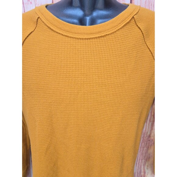 Forever 21 Womens Yellow Waffle Knit Sweater Small - Picture 3 of 6